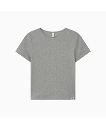 BASIC SLIM RIBBED T-SHIRT, MELANGE GRAY