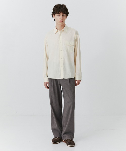 PUBLIC TOKYO(パブリックトウキョウ)の「ソフトタイプライターイージーシャツ /春服/シアー(シャツ/ブラウス・メンズ・アイボリー/サックスブルー・1/2)」の12枚目の写真