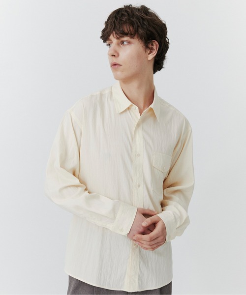 PUBLIC TOKYO(パブリックトウキョウ)の「ソフトタイプライターイージーシャツ /春服/シアー(シャツ/ブラウス・メンズ・アイボリー/サックスブルー・1/2)」の4枚目の写真