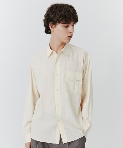 PUBLIC TOKYO(パブリックトウキョウ)の「ソフトタイプライターイージーシャツ /春服/シアー(シャツ/ブラウス・メンズ・アイボリー/サックスブルー・1/2)」の3枚目の写真