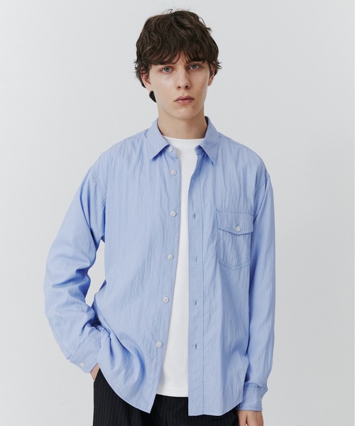 PUBLIC TOKYO(パブリックトウキョウ)の「ソフトタイプライターイージーシャツ /春服/シアー(シャツ/ブラウス・メンズ・アイボリー/サックスブルー・1/2)」の21枚目の写真