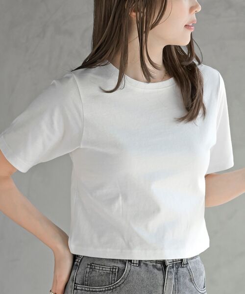 rps(アールピーエス)の「コンパクトT(Tシャツ/カットソー・レディース・オフホワイト/チャコールグレー/ブラック/ブラック系その他2・フリー)」の2枚目の写真