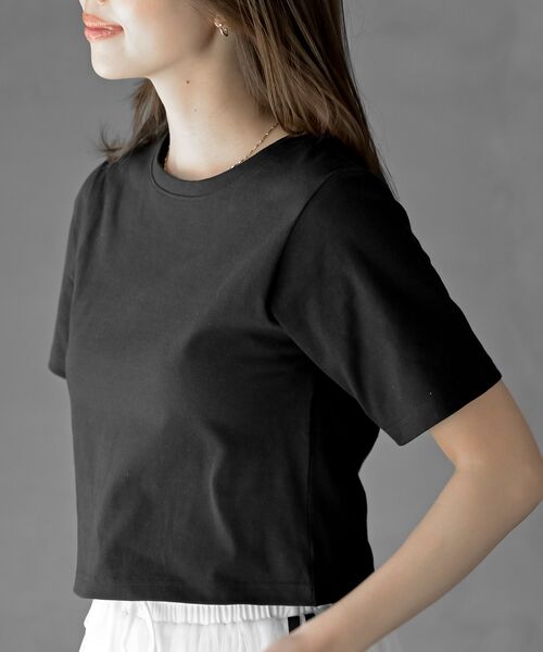 rps(アールピーエス)の「コンパクトT(Tシャツ/カットソー・レディース・オフホワイト/チャコールグレー/ブラック/ブラック系その他2・フリー)」の3枚目の写真