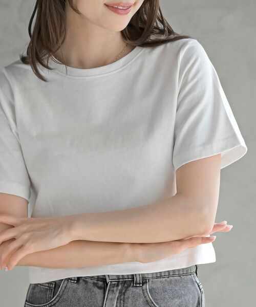 rps(アールピーエス)の「コンパクトT(Tシャツ/カットソー・レディース・オフホワイト/チャコールグレー/ブラック/ブラック系その他2・フリー)」の13枚目の写真