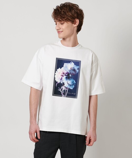 ユナイテッドアローズ　箔プリントチュール付きTシャツ UNITED ARROWS - ユナイテッドアローズ 箔プリントチュール付きTシャツ