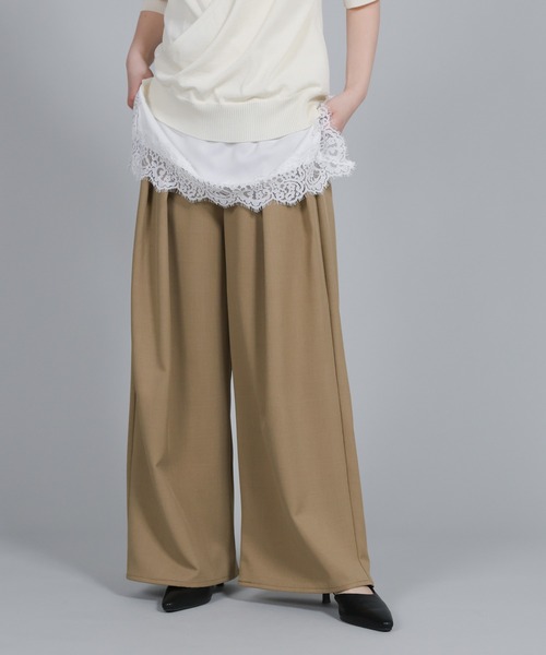 select MOCA Et(セレクトモカエト)の「【Et】Crepe Wide Tuck Pants(スラックス・レディース・ブラウン/ベージュ/ブラック・FREE)」の1枚目の写真