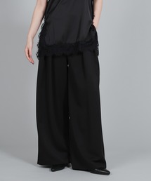 【Et】Crepe Wide Tuck Pants