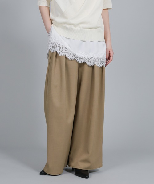 select MOCA Et(セレクトモカエト)の「【Et】Crepe Wide Tuck Pants(スラックス・レディース・ブラウン/ベージュ/ブラック・FREE)」の11枚目の写真