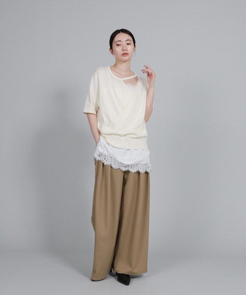 select MOCA Et(セレクトモカエト)の「【Et】Crepe Wide Tuck Pants(スラックス・レディース・ブラウン/ベージュ/ブラック・FREE)」の4枚目の写真