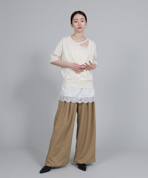 select MOCA Et(セレクトモカエト)の「【Et】Crepe Wide Tuck Pants(スラックス・レディース・ブラウン/ベージュ/ブラック・FREE)」の8枚目の写真