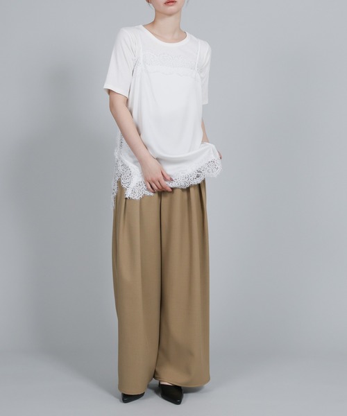 select MOCA Et(セレクトモカエト)の「【Et】Crepe Wide Tuck Pants(スラックス・レディース・ブラウン/ベージュ/ブラック・FREE)」の7枚目の写真