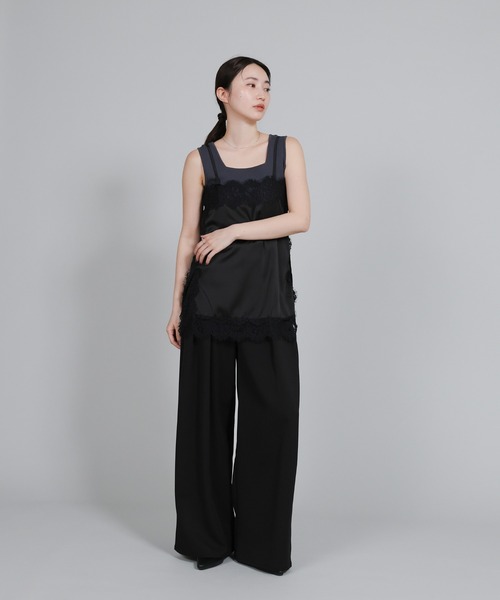 select MOCA Et(セレクトモカエト)の「【Et】Crepe Wide Tuck Pants(スラックス・レディース・ブラウン/ベージュ/ブラック・FREE)」の6枚目の写真
