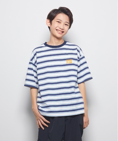 セール】【Refurbish】プリントボーダーTシャツ (マルチボーダー