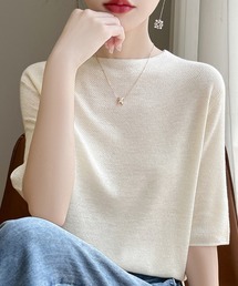 ハイネック5分袖ニット