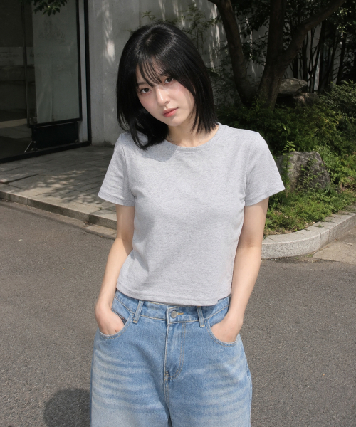 CREAM SODA LAB(クリームソーダラボ)の「レディーススタンダードフィットクロップ半袖Tシャツグレー(Tシャツ/カットソー・レディース・その他・1(S)/2(M))」の1枚目の写真