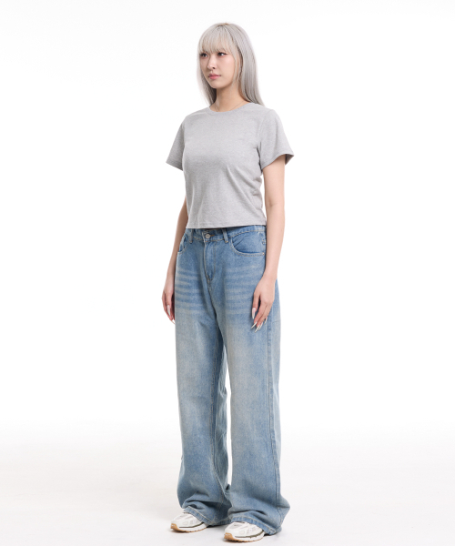 CREAM SODA LAB(クリームソーダラボ)の「レディーススタンダードフィットクロップ半袖Tシャツグレー(Tシャツ/カットソー・レディース・その他・1(S)/2(M))」の3枚目の写真