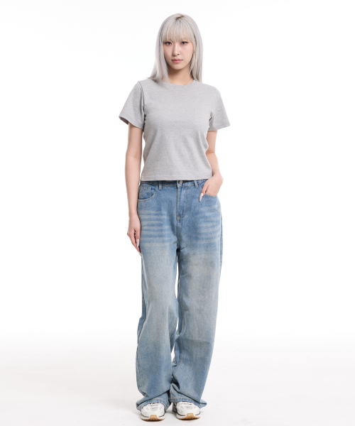 CREAM SODA LAB(クリームソーダラボ)の「レディーススタンダードフィットクロップ半袖Tシャツグレー(Tシャツ/カットソー・レディース・その他・1(S)/2(M))」の5枚目の写真