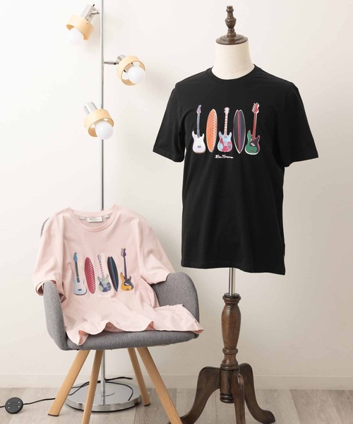 Ben Sherman(ベンシャーマン)の「サーフ&ギターズTシャツ(Tシャツ/カットソー・メンズ・ブラック/サーモンピンク・MEDIUM/LARGE)」の14枚目の写真
