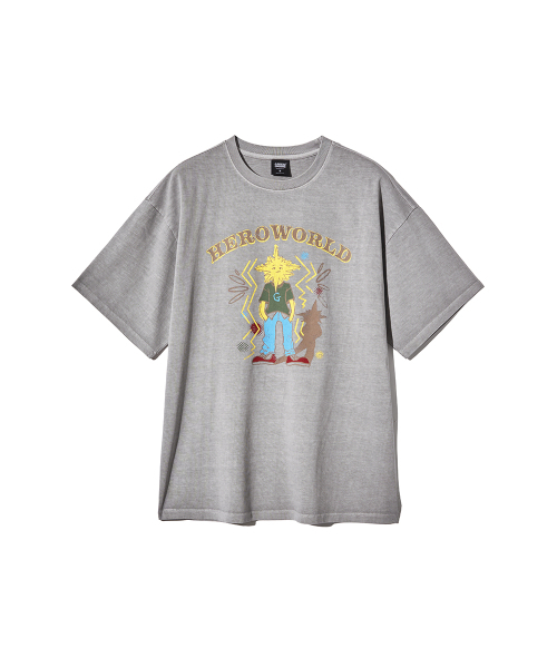 GAKKAI UNIONS(ガッカイユニオンズ)の「ヒーローワールド ピグメント 半袖Tシャツ ストーングレー(Tシャツ/カットソー・レディース・その他・MEDIUM/LARGE)」の8枚目の写真
