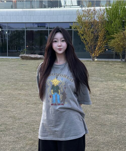 GAKKAI UNIONS(ガッカイユニオンズ)の「ヒーローワールド ピグメント 半袖Tシャツ ストーングレー(Tシャツ/カットソー・レディース・その他・MEDIUM/LARGE)」の2枚目の写真