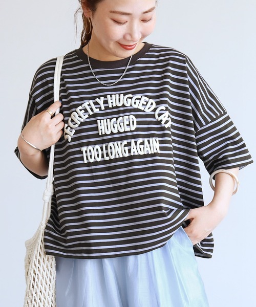 reca（レカ）の「【接触冷感】ロゴ発泡プリントワイドボーダーTシャツ（Tシャツ/カットソー・レディース・ホワイト系その他2/グレー系その他/ホワイト系その他・FREE）」の15枚目の写真