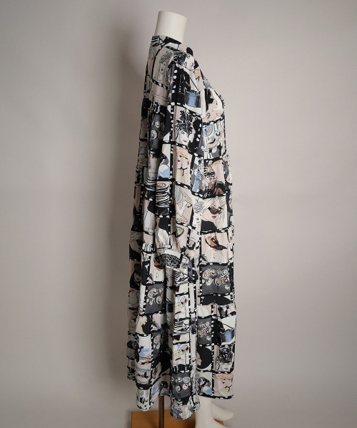 SCARF（スカーフ）の「大柄プリントワンピース（ワンピース・レディース・ブラックミックス/ホワイト/ピンク/ブラック×ブラック・FREE）」の14枚目の写真
