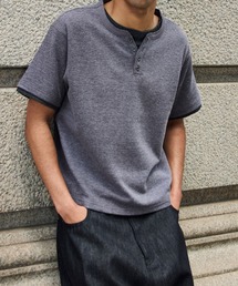 HENLEY NECK THERMAL BORDER LAYERED T-SHIRT/ヘンリーネックサーマルボーダーレイヤードTシャツ