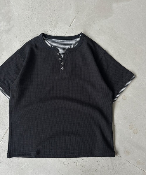 kutir(クティール)の「HENLEY NECK THERMAL BORDER LAYERED T-SHIRT/ヘンリーネックサーマルボーダーレイヤードTシャツ(Tシャツ/カットソー・メンズ・ネイビー/ブラック/チャコールグレー/ホワイト系その他・MEDIUM/LARGE)」の16枚目の写真