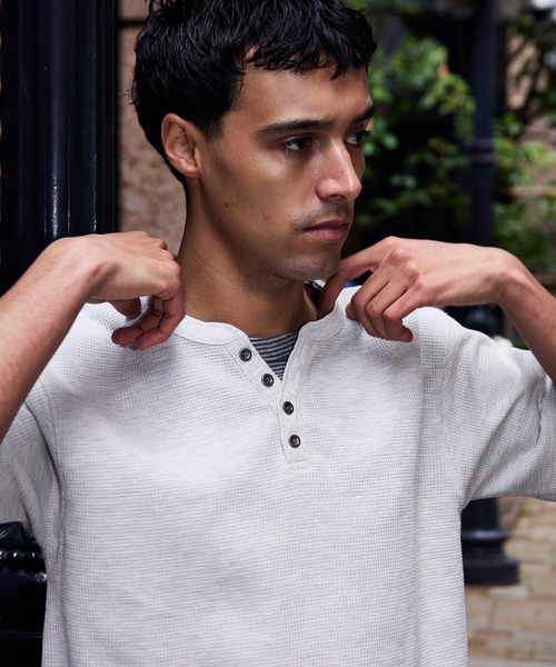kutir(クティール)の「HENLEY NECK THERMAL BORDER LAYERED T-SHIRT/ヘンリーネックサーマルボーダーレイヤードTシャツ(Tシャツ/カットソー・メンズ・ネイビー/ブラック/チャコールグレー/ホワイト系その他・MEDIUM/LARGE)」の19枚目の写真