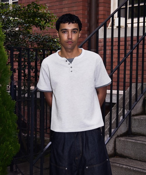 kutir(クティール)の「HENLEY NECK THERMAL BORDER LAYERED T-SHIRT/ヘンリーネックサーマルボーダーレイヤードTシャツ(Tシャツ/カットソー・メンズ・ネイビー/ブラック/チャコールグレー/ホワイト系その他・MEDIUM/LARGE)」の20枚目の写真