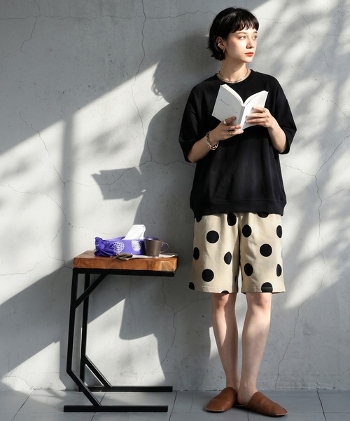 antiqua(アンティカ)の「上下 セットアップ 裏毛 ルームウェア(Tシャツ/カットソー・レディース・その他1/ストライプ/ドット/その他・M/L/XL)」の17枚目の写真
