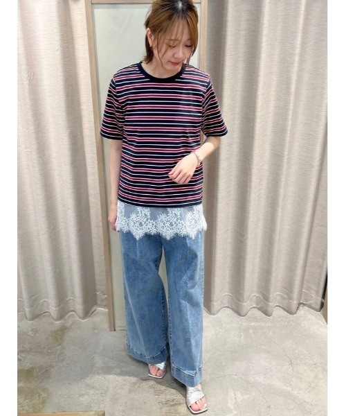 Te chichi（テチチ）の「マルチボーダーTシャツ（Tシャツ/カットソー・レディース・ブラック/ネイビー/ベージュ・F）」の21枚目の写真