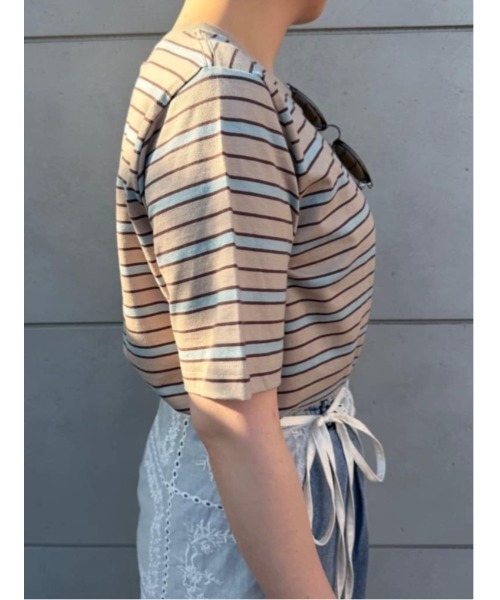 Te chichi（テチチ）の「マルチボーダーTシャツ（Tシャツ/カットソー・レディース・ブラック/ネイビー/ベージュ・F）」の8枚目の写真