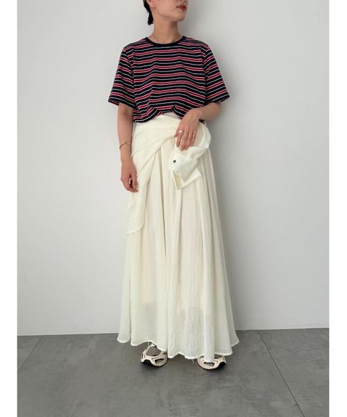 Te chichi（テチチ）の「マルチボーダーTシャツ（Tシャツ/カットソー・レディース・ブラック/ネイビー/ベージュ・F）」の18枚目の写真