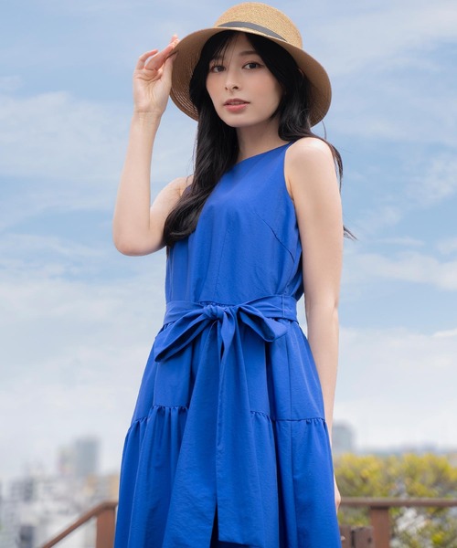 NOELA(ノエラ)の「タフタリボンワンピース(ワンピース・レディース・ブルー/オフホワイト/ブラック・M/S)」の4枚目の写真