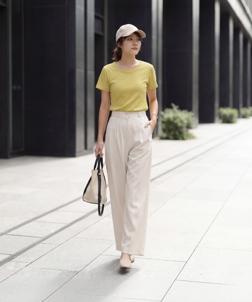 STYLE DELI(スタイルデリ)の「【Made in JAPAN】フライス半袖カットソートップス(Tシャツ/カットソー・レディース・ホワイト/ブラック/チャコールグレー/イエロー・M)」の5枚目の写真