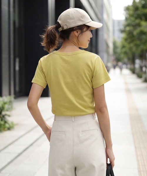 STYLE DELI(スタイルデリ)の「【Made in JAPAN】フライス半袖カットソートップス(Tシャツ/カットソー・レディース・ホワイト/ブラック/チャコールグレー/イエロー・M)」の6枚目の写真