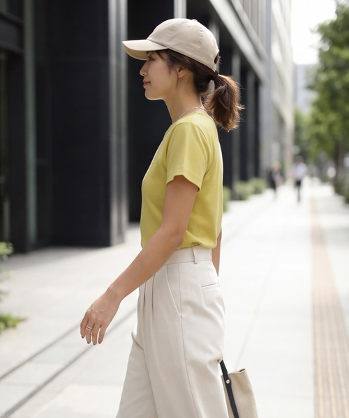 STYLE DELI(スタイルデリ)の「【Made in JAPAN】フライス半袖カットソートップス(Tシャツ/カットソー・レディース・ホワイト/ブラック/チャコールグレー/イエロー・M)」の7枚目の写真