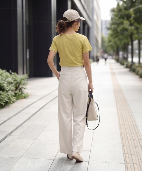 STYLE DELI(スタイルデリ)の「【Made in JAPAN】フライス半袖カットソートップス(Tシャツ/カットソー・レディース・ホワイト/ブラック/チャコールグレー/イエロー・M)」の8枚目の写真