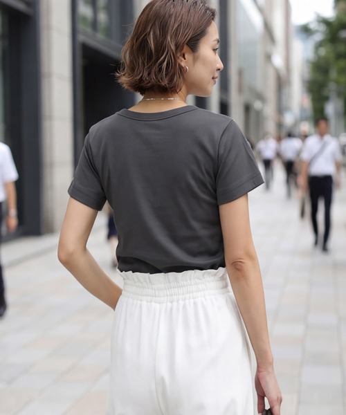 STYLE DELI(スタイルデリ)の「【Made in JAPAN】フライス半袖カットソートップス(Tシャツ/カットソー・レディース・ホワイト/ブラック/チャコールグレー/イエロー・M)」の11枚目の写真