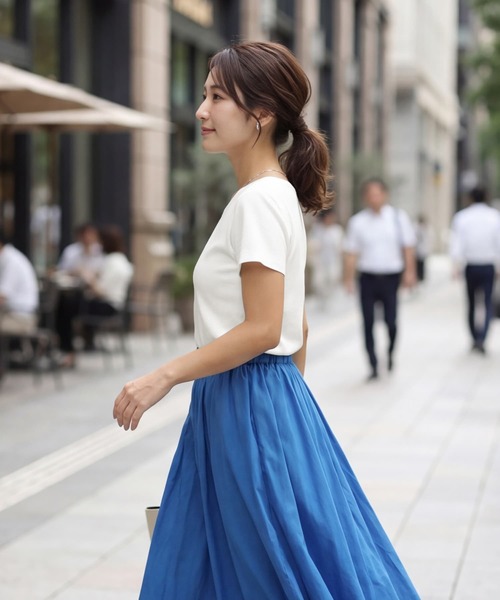 STYLE DELI(スタイルデリ)の「【Made in JAPAN】フライス半袖カットソートップス(Tシャツ/カットソー・レディース・ホワイト/ブラック/チャコールグレー/イエロー・M)」の14枚目の写真