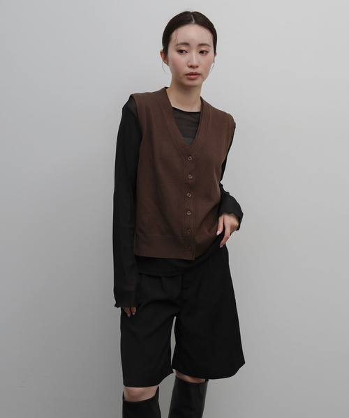 select MOCA Et(セレクトモカエト)の「【Et】Knit wrap vest(ベスト・レディース・チャコールグレー/ブラウン/アイボリー・FREE)」の19枚目の写真