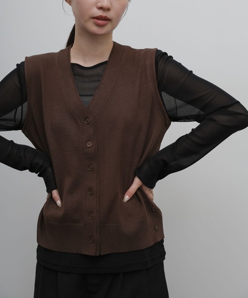 select MOCA Et(セレクトモカエト)の「【Et】Knit wrap vest(ベスト・レディース・チャコールグレー/ブラウン/アイボリー・FREE)」の20枚目の写真