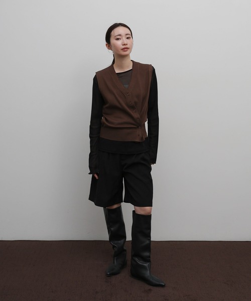select MOCA Et(セレクトモカエト)の「【Et】Knit wrap vest(ベスト・レディース・チャコールグレー/ブラウン/アイボリー・FREE)」の5枚目の写真