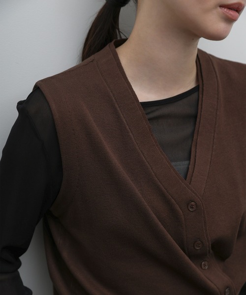 select MOCA Et(セレクトモカエト)の「【Et】Knit wrap vest(ベスト・レディース・チャコールグレー/ブラウン/アイボリー・FREE)」の21枚目の写真