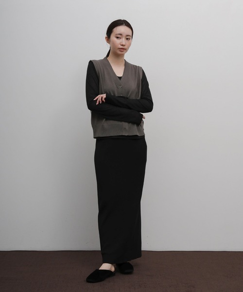 select MOCA Et(セレクトモカエト)の「【Et】Knit wrap vest(ベスト・レディース・チャコールグレー/ブラウン/アイボリー・FREE)」の4枚目の写真