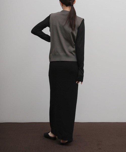 select MOCA Et(セレクトモカエト)の「【Et】Knit wrap vest(ベスト・レディース・チャコールグレー/ブラウン/アイボリー・FREE)」の13枚目の写真