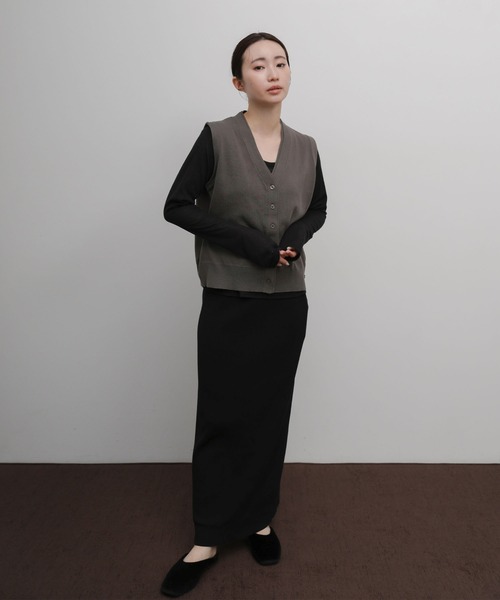 select MOCA Et(セレクトモカエト)の「【Et】Knit wrap vest(ベスト・レディース・チャコールグレー/ブラウン/アイボリー・FREE)」の14枚目の写真