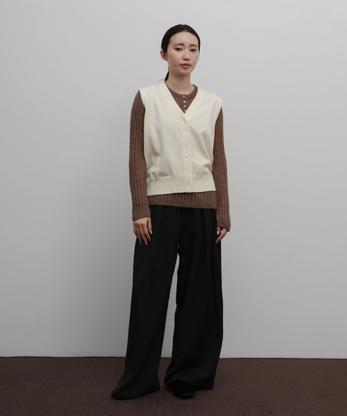 select MOCA Et(セレクトモカエト)の「【Et】Knit wrap vest(ベスト・レディース・チャコールグレー/ブラウン/アイボリー・FREE)」の6枚目の写真