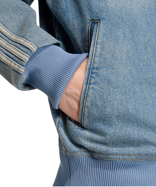adidas(アディダス)の「adidas FIREBIRD ADICOLOR DENIM TRACK TOP / アディダス ファイヤーバード アディカラー デニム トラックトップ(デニムジャケット・メンズ・ライトインディゴブルー・M/L/XL/XXL/S/3XL)」の7枚目の写真